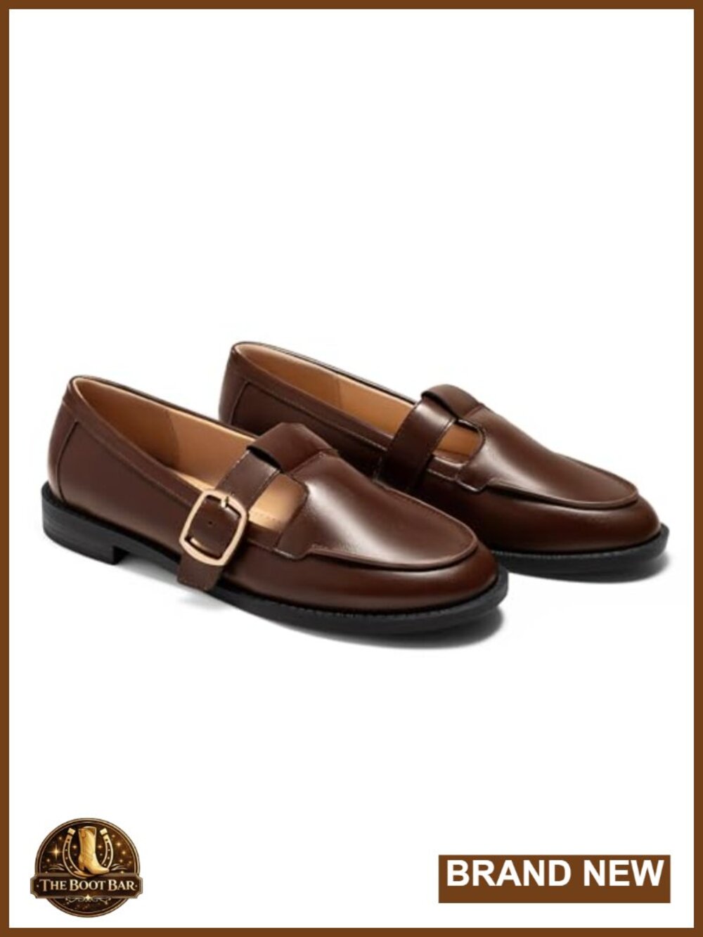 Womens T-Strap Flats Faux Leather Comfort Loafers Closed Round Toe Work Shoes
